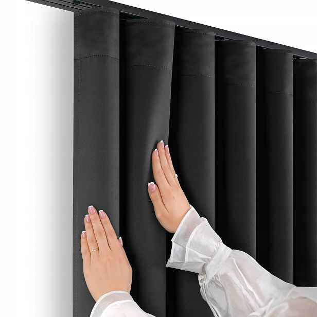 Filumi Závěs 95% zatemňující hustou vazbu wave páska černá 140x280