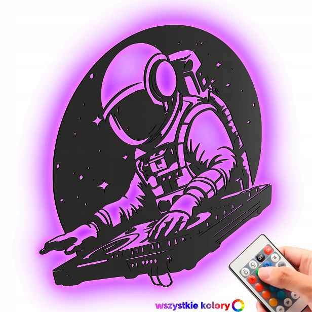Dřevěný 3D obraz Astronaut Dj Nástěnná Dekorace Dárek Noční Lampa Led