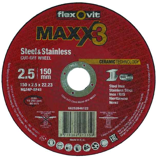 Kotouč řezný Flexovit Maxx3 NQ24P-T41 150×22,23 mm