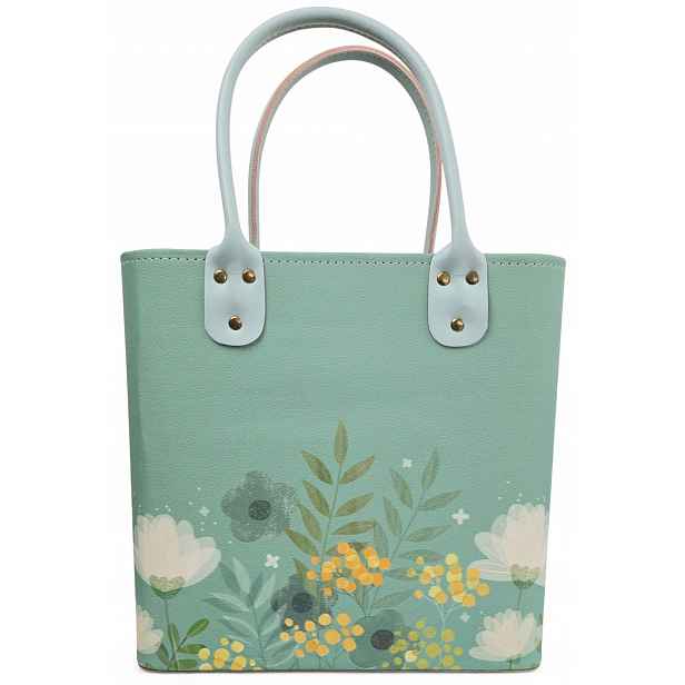 Pevná dárková taška s ozdobnou koženou krabičkou Flower Box Prostorný košík 30x36