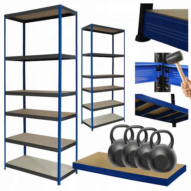 Regál kovový skladový stojan Helios 213x90x40cm 6Px400kg Pevný Nebe