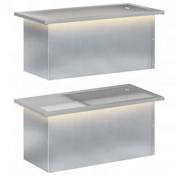 vidaXL Zahradní truhlík s LED osvětlením 2 ks Stříbrná 30 × 60 × 30 cm