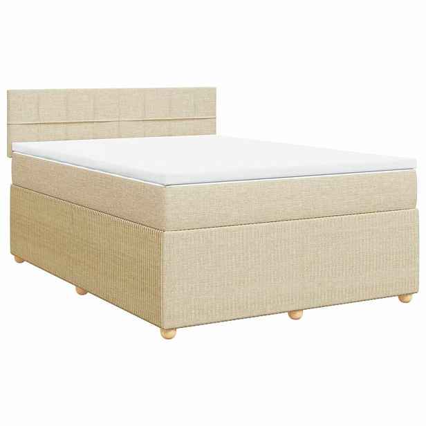 vidaXL Box spring postel s matrací krémová 140x190 cm textil