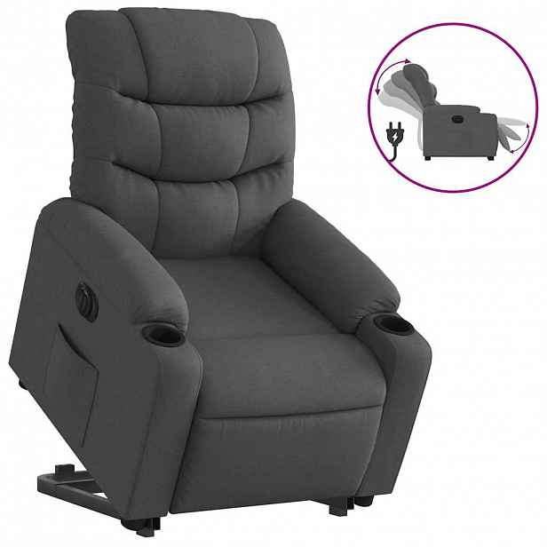 vidaXL Elektrické zvedací polohovací křeslo tmavě šedé textil