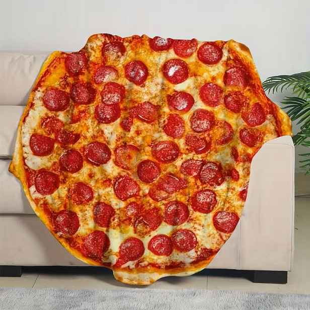 Deka deka přehoz podložka Pizza Velký měkký art dárek pléd feferonky 180 cm