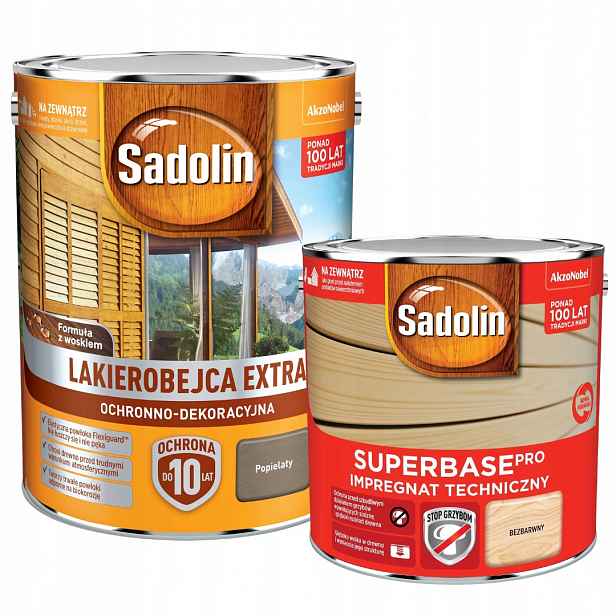 Sadolin Extra Lakový Obal 5 L Popelavý Sadolin Superbase Grunt 2,5 L