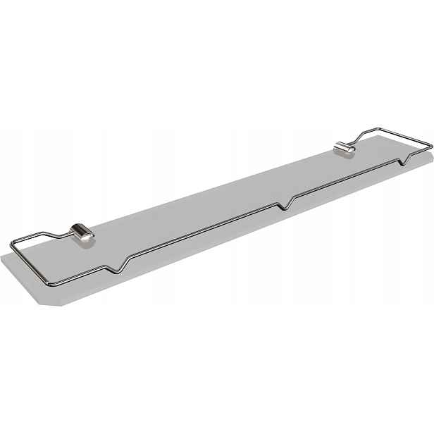 Skleněná police s rámečkem 50 cm Chrom, sklo 6 mm průhledné