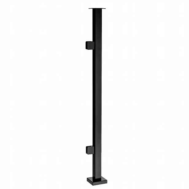 Startovací sloupek pro skleněné zábradlí 110 cm 40x40 Černý 2 držáky Loft
