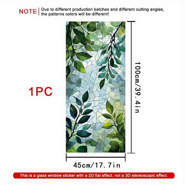 TEMU 2D plochá fólie - 2D plochá fólie - 1 role 2D zelené okenní fólie 45×100CM, matný PVC materiál, elektrostatická adsorpční dekorativní okenní