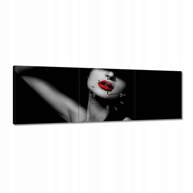 Hodiny 120x40 Červené rty Rtěnka
