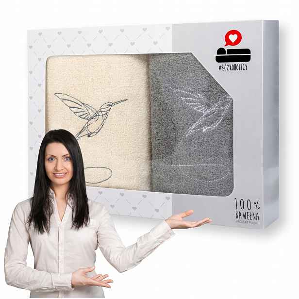 Komplet Ručníků sada na Dárek v krabičce 70x140 koupelových boxů, 2 ks Luba