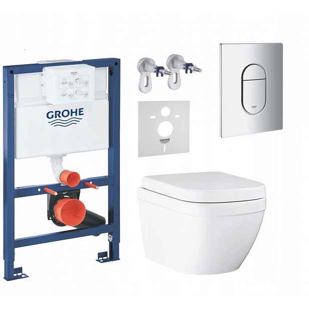 7v1 Wc Podomítkový Set, Stelaz s Wc Mísou Grohe Euro Ceramic, Tlačítko