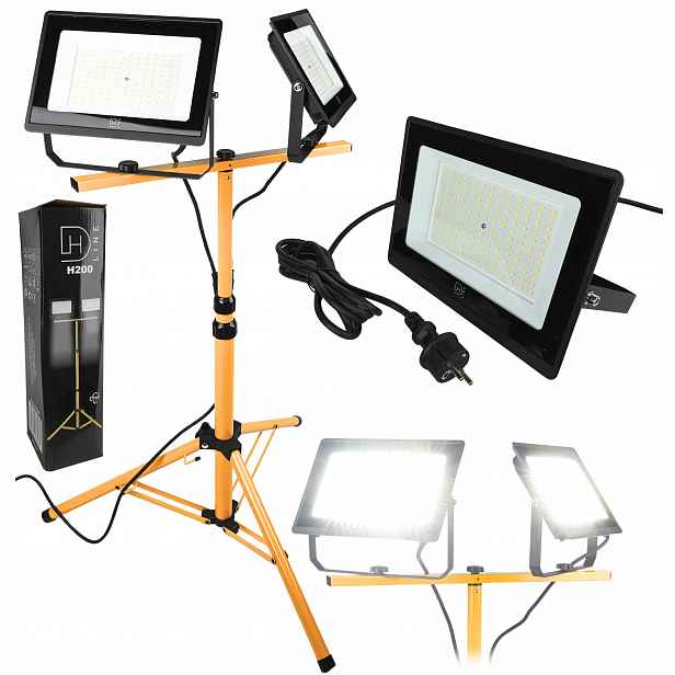 Stojan Stativ 200W Led zářič Pracovní lampa Halogen Stavební 2x 100W