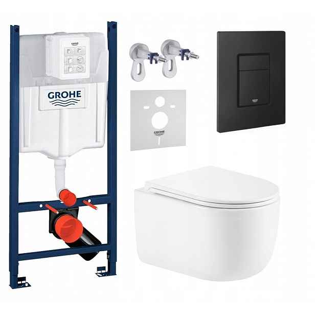 Wc sada Grohe s miskou Imprese Lesna s tlačítkem černá matná Fresh