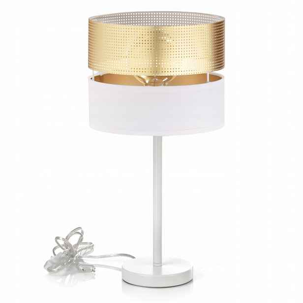 Noční Lampa Stolní Stínidlo S Dírkami Zlatá E27 Led Ažurová