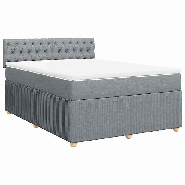 vidaXL Box spring postel s matrací světle šedá 140 x 190 cm textil