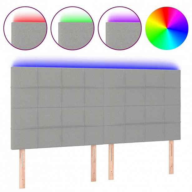vidaXL Čelo postele s LED světle šedé 180x5x118/128 cm textil