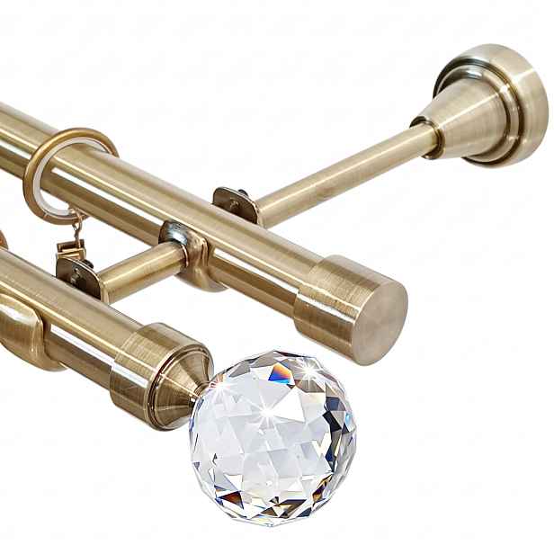 Garnýž Kovový Dvojitý Antický Zlatý 19 mm 280 cm Crystal