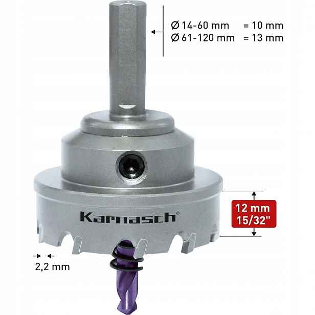 Korunkový Vrták ø 80 mm Power-Max Heavy Duty 10 karbidový, s držákem Karnasch
