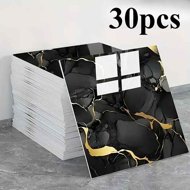 TEMU 30 ks 2D plochých samolepicích nástěnných samolepek - olejivzdorné, voděodolné PVC záplaty s možností odlepování a nalepení, moderní dekorativní