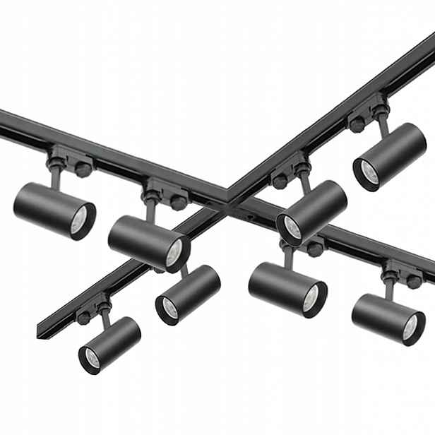 3fázový kolejnicový set 8x lampa GU10 4x kolejnice 1 m spojka X 3x krytka