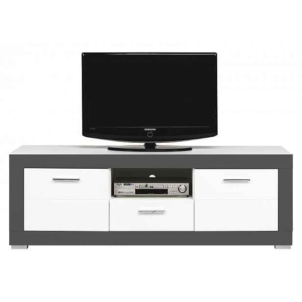 Televizní stolek JAMASOTA 2D1S, bílý mat/grafit