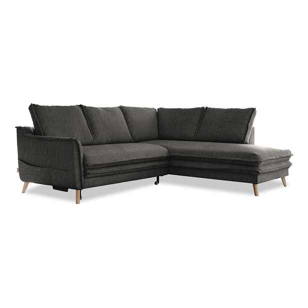 Tmavě šedá rozkládací rohová pohovka (pravý roh) Charming Charlie – Miuform