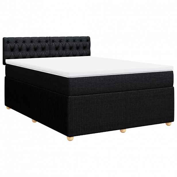 vidaXL Box spring postel s matrací černá 140 x 190 cm textil