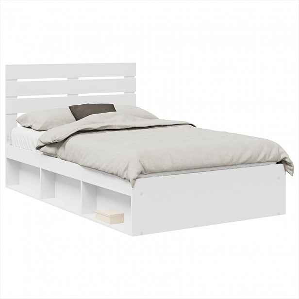 vidaXL Rám postele s čelo Bílá 120 x 190 cm Masivní borové dřevo