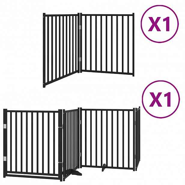 vidaXL Zábrana pro psy s dvířky skládací 6 panelů černá 480 cm topol