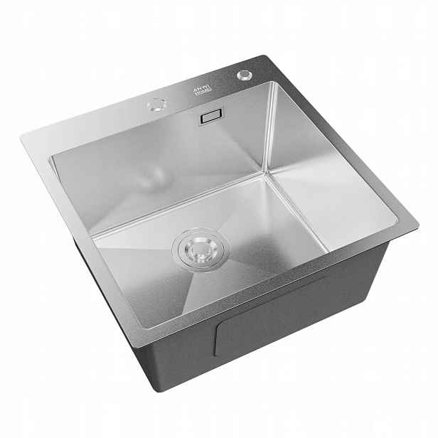 Dřez Ocelový Jednokomorový 50X50 Inox Zapuštěný Do Desky S Sifonem 22 CM