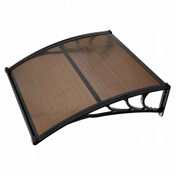 Kryt nad dveře markýza hnědá premium polykarbonát 96,5 x 101,7 cm odtok