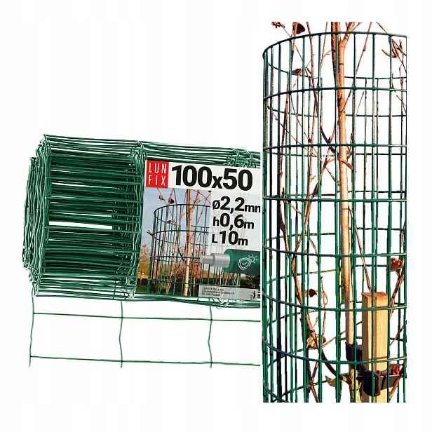 Podpěrná síť pro rostliny 60 cm, kryt na kmeny stromů, zelená, 10 m