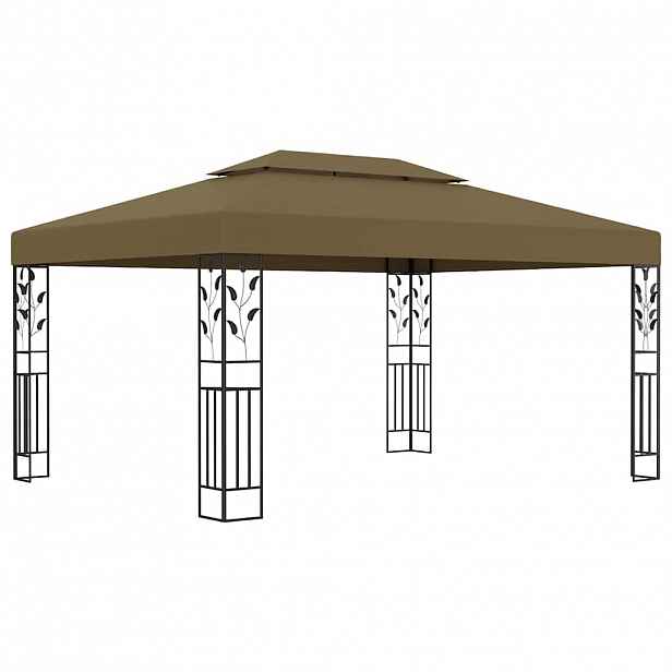 vidaXL Altán s dvojitou střechou 3 x 4 m taupe 180 g/m²