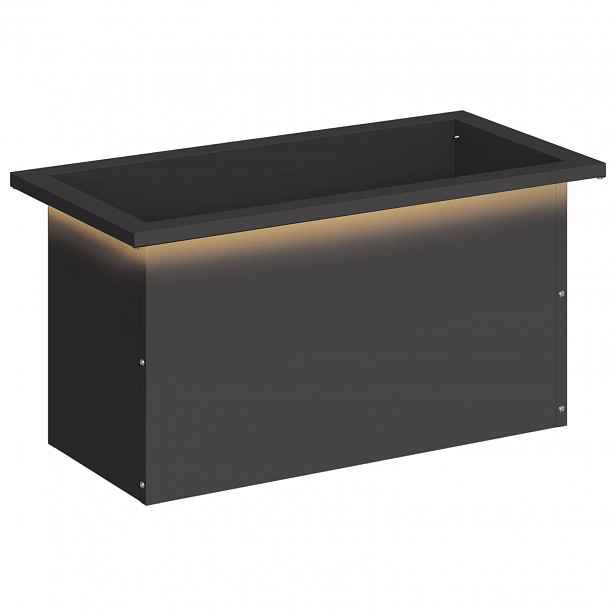 vidaXL Zahradní truhlík s LED osvětlením Černá 30 × 60 × 30 cm Ocel