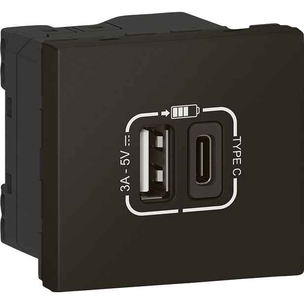 Zásuvka nabíjecí USB Legrand Mosaic 1× USB A, 1× USB C černá