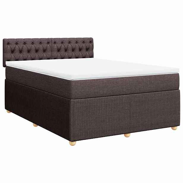 vidaXL Box spring postel s matrací tmavě hnědá 140x190 cm textil