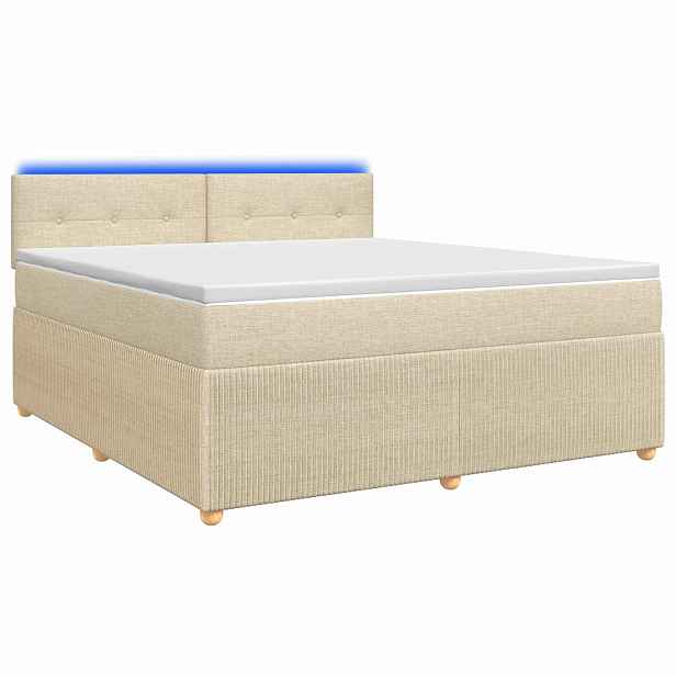 vidaXL Postel boxspring s matrací s čelo Krémová 140 x 190 cm Textil