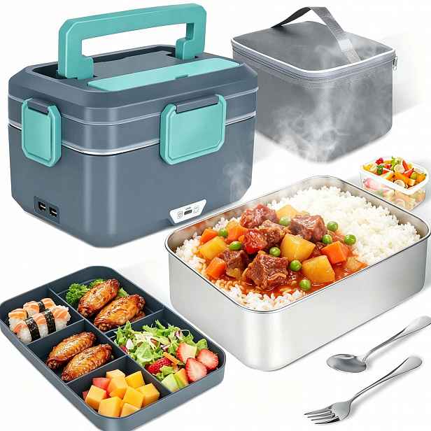 Elektrický Obědový Box 3.5 L, Ohřívač Potravin 12/24 V 90 W S Lžičkou