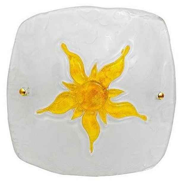 Stropní skleněná lampa Sun bílo-žlutá