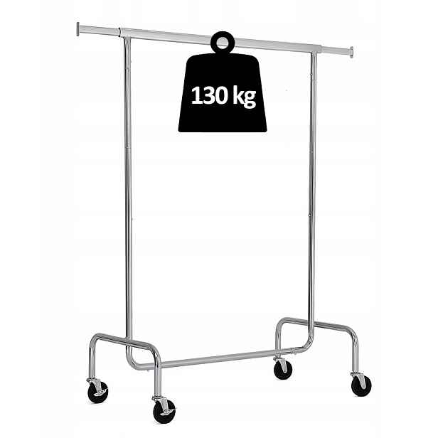 Kovový Věšák Na Oblečení Na Kolečkách, Výsuvný, Chromovaný Arventa Style