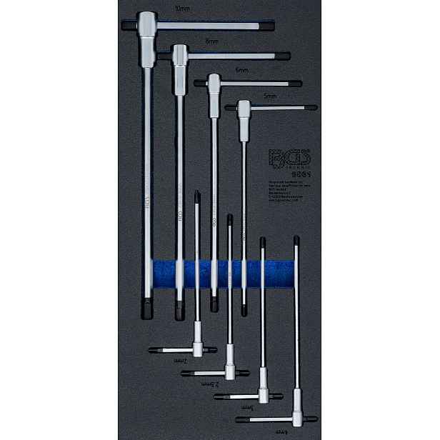 Vložka do zásuvky, sada šroubováků, kluzná rukojeť typ T Hex 2-10 mm 8ks