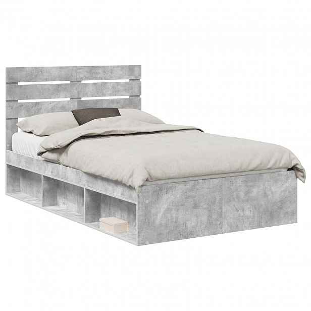 vidaXL Rám postele Betonově šedá 120 x 190 cm Masivní borové dřevo