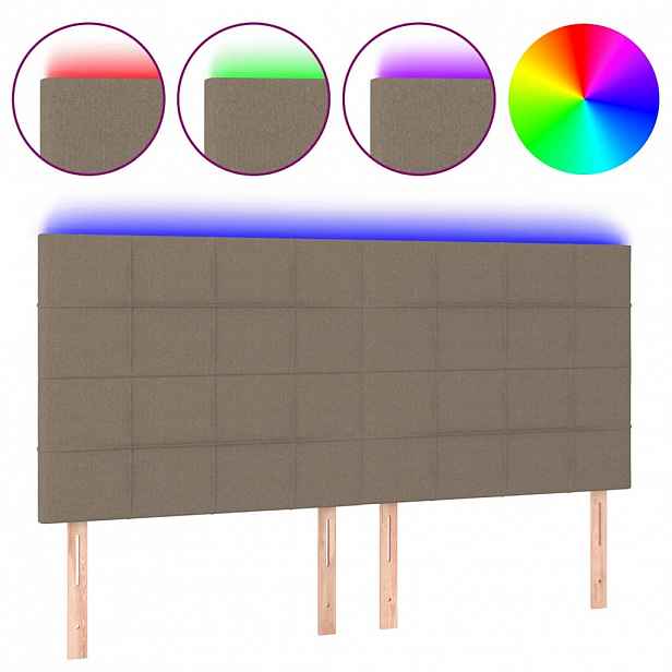 vidaXL Čelo postele s LED taupe 180x5x118/128 cm textil