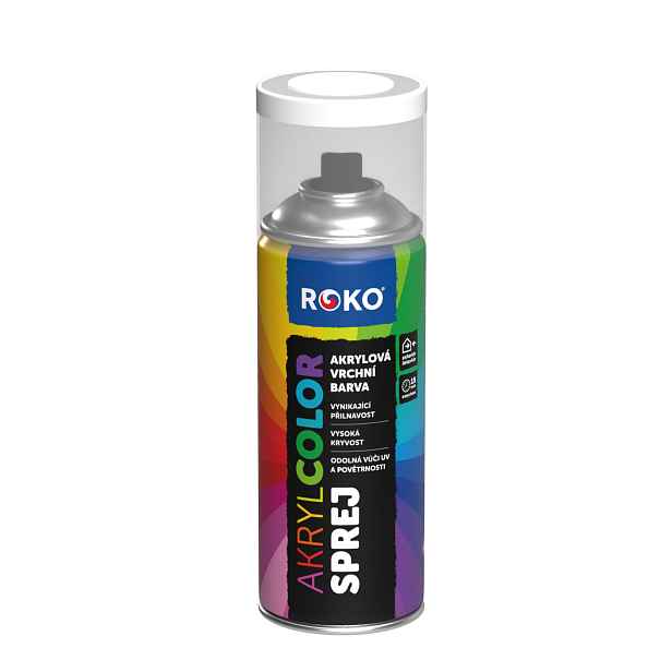 Barva akrylová vrchní Roko AKRYCOLOR Sprej signální bílá, 400 ml