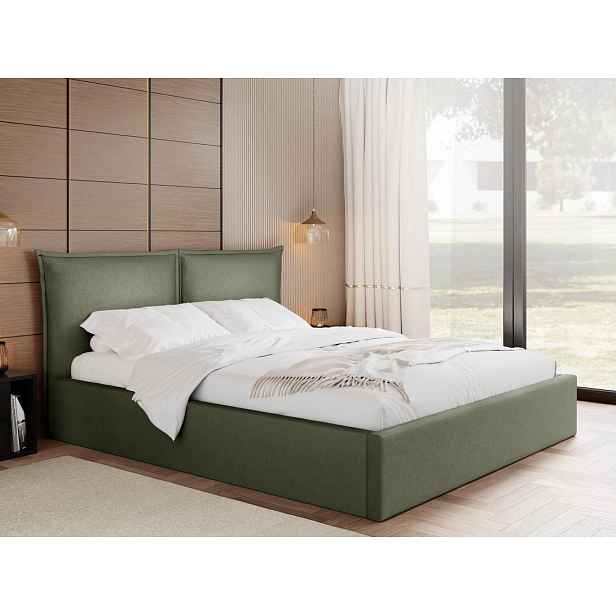 Čalouněná dvojlůžková postel 160x200 JOESON - khaki