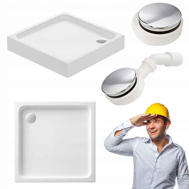 Cersanit Tako 90x90x16 Sprchová vanička čtvercová kompaktní akrylový bílý sifon