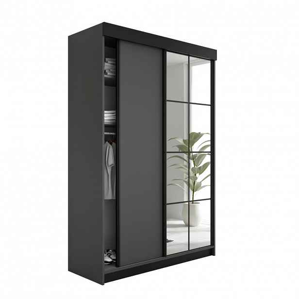 Kier Furniture POSUVNÁ ŠATNÍ SKŘÍŇ LAMARO -138x205x59- Grafitová