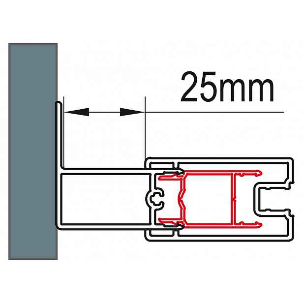 SanSwiss TOP-LINE S Stohovací profil k rozšíření dveří nebo boční stěny ke zdi o 25mm ACT1.50.1998