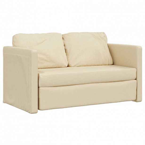 vidaXL Podlahová rozkládací pohovka 2 v 1 krémová 112x174x55 cm textil